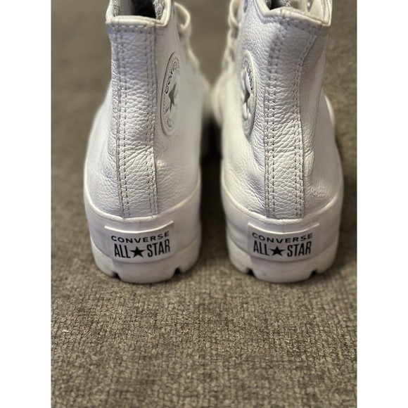 Converse Chuck Taylor All Star Women’s Size 8 White Lugged Leather High Shoes - Picture 7 of 9